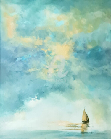 Painting titled "FAREWELL" by Elizabeth Williams, Original Artwork, Oil Mounted on Wood Stretcher frame