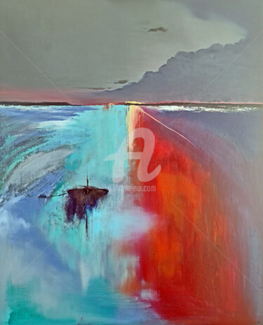 Schilderij getiteld "ADRIFT" door Elizabeth Williams, Origineel Kunstwerk, Olie