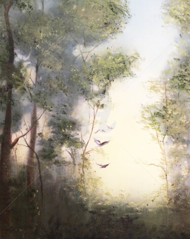 Картина под названием "Larks Ascending" - Elizabeth Williams, Подлинное произведение искусства, Масло