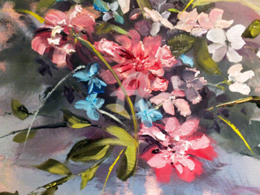 Peinture intitulée "Phlox and Marigolds" par Elizabeth Williams, Œuvre d'art originale, Huile