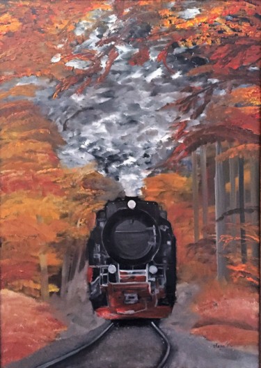 Pintura titulada "Steam-engine.jpg" por Eliza Matica, Obra de arte original, Oleo