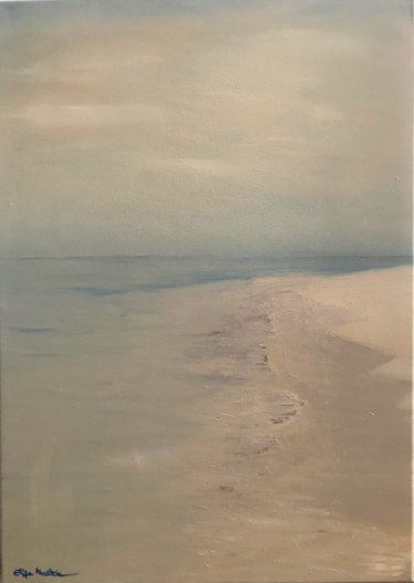 Painting titled "White beach" by Eliza Matica, Original Artwork, Oil