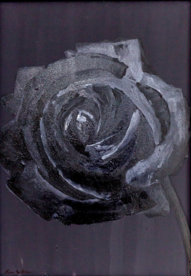 Peinture intitulée "Black rose" par Eliza Matica, Œuvre d'art originale, Huile