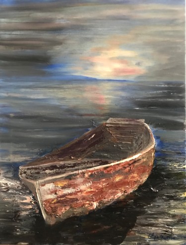 Pintura intitulada "The boat" por Eliza Matica, Obras de arte originais, Óleo