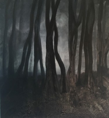 Painting titled "Dark forest" by Eliza Matica, Original Artwork, Oil