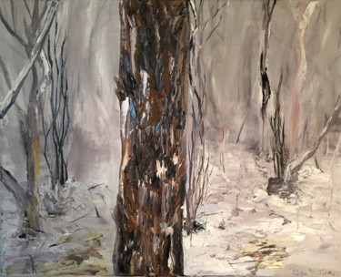 Painting titled "Last snow" by Eliza Matica, Original Artwork, Oil