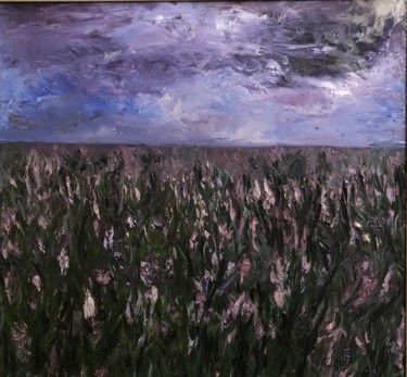 Painting titled "Lavender fields" by Eliza Matica, Original Artwork, Oil