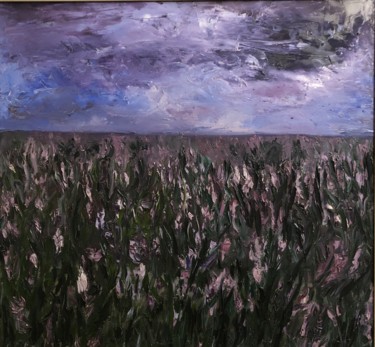 Malerei mit dem Titel "Lavender fields" von Eliza Matica, Original-Kunstwerk, Öl