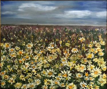 Painting titled "Daisies" by Eliza Matica, Original Artwork, Oil