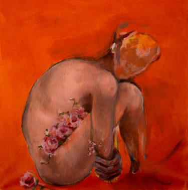 Painting titled ",,Orange Tones''" by Manana Elizarashvili, Original Artwork, Acrylic