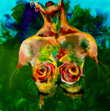 Painting titled "Colored Roses" by Manana Elizarashvili, Original Artwork, Acrylic