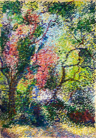 Peinture intitulée "Trees in bloom" par Elizaveta Larina, Œuvre d'art originale, Pastel