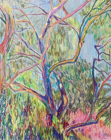 Peinture intitulée "Tree sketch" par Elizaveta Larina, Œuvre d'art originale, Crayon