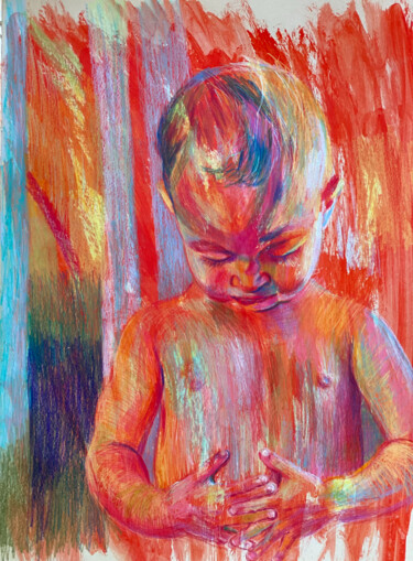 Peinture intitulée "Little Mila" par Elizaveta Larina, Œuvre d'art originale, Crayon