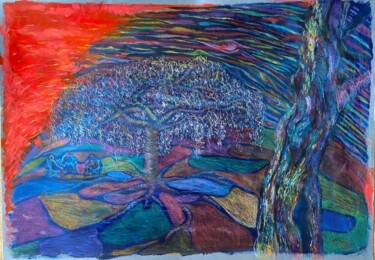 Dessin intitulée "Unity tree" par Elizaveta Larina, Œuvre d'art originale, Crayon
