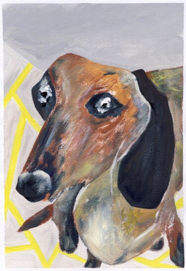 Dachshund-Teckel Painting titled "Dachshund-Teckel" by Elizaveta Pastushchak, Original Art, Acrylic