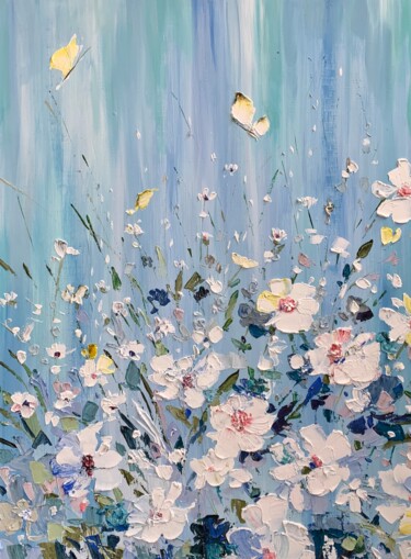 Картина под названием "Картина маслом "Бел…" - Елизавета Пугачева, Подлинное произведение искусства, Масло Установлен на Дер…