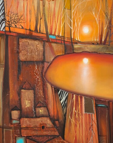 Peinture intitulée "The unique orange a…" par Elizaveta Pugacheva, Œuvre d'art originale, Huile Monté sur Châssis en bois