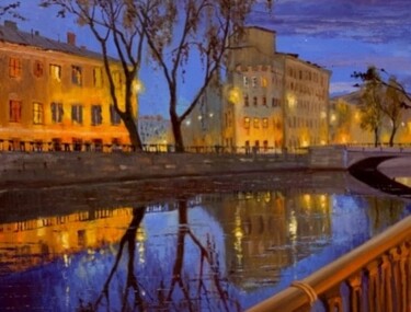 Malarstwo zatytułowany „Cozy evening in the…” autorstwa Елизавета Пугачева, Oryginalna praca, Olej Zamontowany na Drewniana…