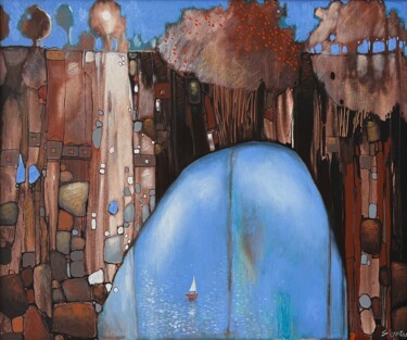 Картина под названием "Lake Ladoga, abstra…" - Елизавета Пугачева, Подлинное произведение искусства, Масло Установлен на Дру…