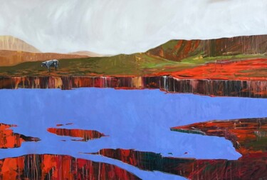 Malarstwo zatytułowany „Abstract landscape…” autorstwa Елизавета Пугачева, Oryginalna praca, Olej Zamontowany na Drewniana r…