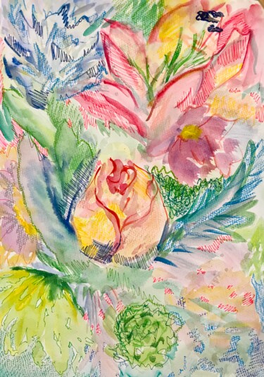 Pintura intitulada "Spring flowers" por Elizaveta Selezneva, Obras de arte originais, Aquarela