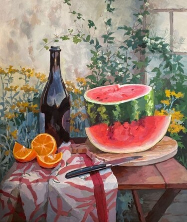 Painting titled "Still life with wat…" by Elizaveta Stepanova, Original Artwork, Acrylic