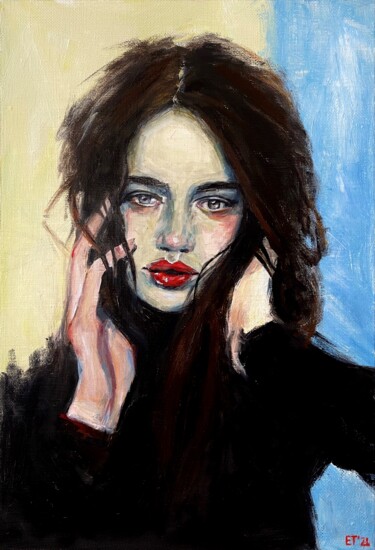 Painting titled "Red Lips" by Elizaveta Timofeeva, Original Artwork, Oil
