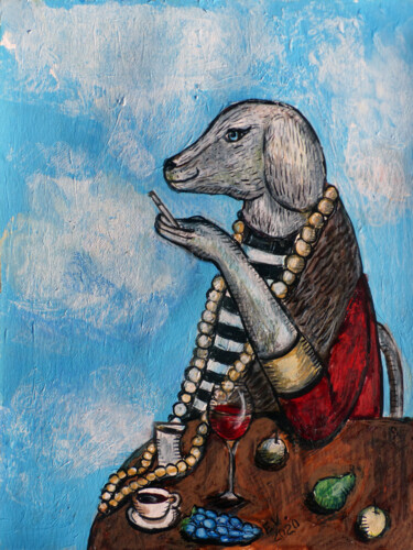 Malarstwo zatytułowany „Aristocratic Dog Po…” autorstwa Elizaveta Vlasova, Oryginalna praca, Akryl