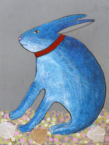 Pintura titulada "Blue rabbit" por Elizaveta Vlasova, Obra de arte original, Acrílico