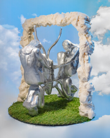 Скульптура под названием "METALLIC BUTTERFLY" - Elize Sokolova, Подлинное произведение искусства, Керамика