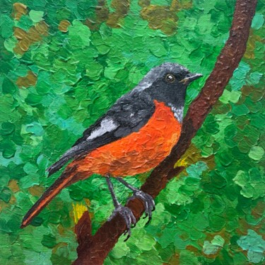 Картина под названием "Птица горихвостка" - Elizova Anastasia, Подлинное произведение искусства, Акрил Установлен на картон
