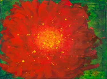 Painting titled "Wild Rose Shining" by Elke Bügler, Original Artwork, Acrylic