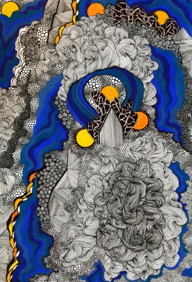绘画 标题为“A reflection on blue” 由Elke Matthaeus, 原创艺术品, 墨