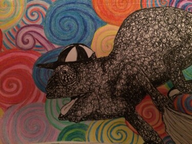 Drawing titled "Chameleon" by Elke Matthaeus, Original Artwork, Pencil