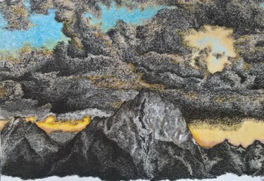 图画 标题为“Berge vor Sonnenunt…” 由Elke Matthaeus, 原创艺术品, 圆珠笔