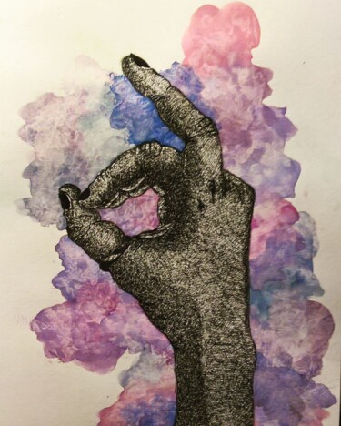 绘画 标题为“Hand Shadows” 由Elke Matthaeus, 原创艺术品, 墨