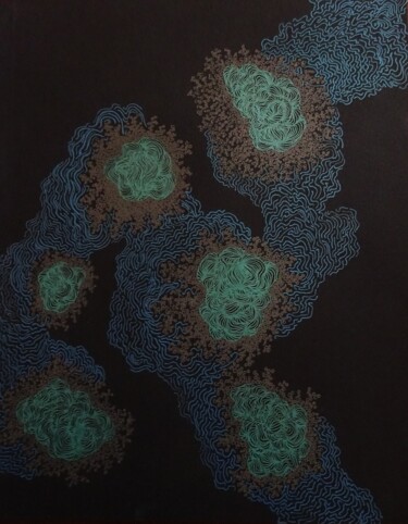 Peinture intitulée "Jellyfish" par Elke Matthaeus, Œuvre d'art originale, Encre