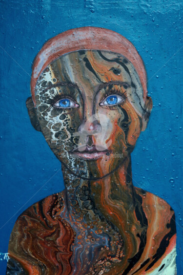 Картина под названием "Juste un Visage" - Elke Thiébaut, Подлинное произведение искусства, Акрил