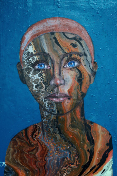 Malerei mit dem Titel "Juste un Visage" von Elke Thiébaut, Original-Kunstwerk, Acryl