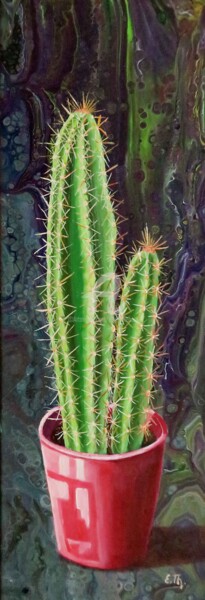 Schilderij getiteld "Cactus" door Elke Thiébaut, Origineel Kunstwerk, Acryl
