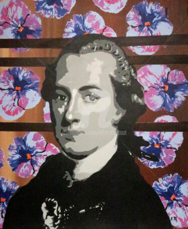 Painting titled "Kant with Flowers" by Elke Thiébaut, Original Artwork, Acrylic