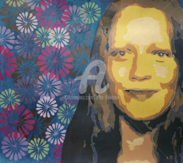 Картина под названием "Autoportrait 17 ans" - Elke Thiébaut, Подлинное произведение искусства, Акрил