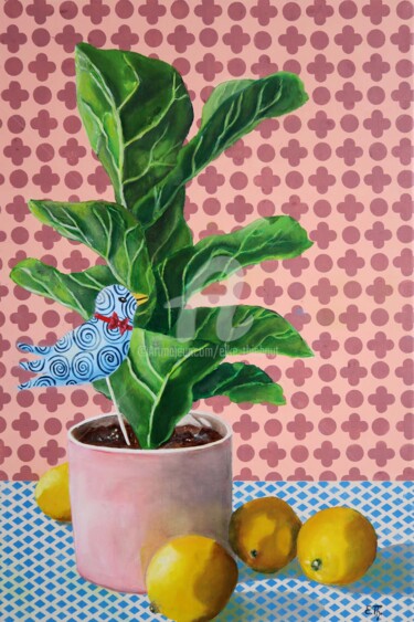 Peinture intitulée "Nature morte avec O…" par Elke Thiébaut, Œuvre d'art originale, Acrylique