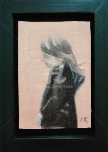 Peinture intitulée "Jeune Fille au Mant…" par Elke Thiébaut, Œuvre d'art originale, Huile