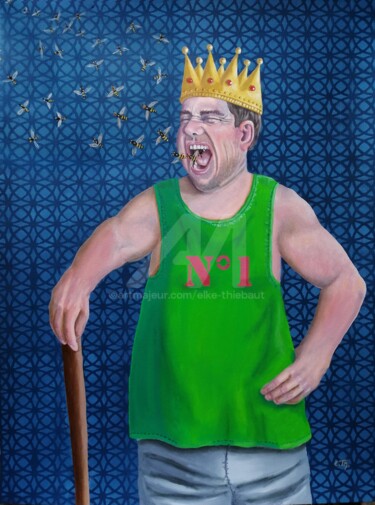 Painting titled "The King" by Elke Thiébaut, Original Artwork, Oil