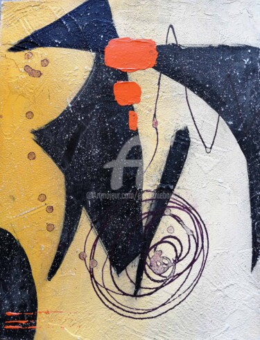Картина под названием "Black Bird" - Elke Thiébaut, Подлинное произведение искусства, Акрил