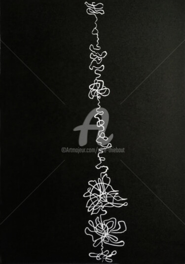 Druckgrafik mit dem Titel "Lifelines E." von Elke Thiébaut, Original-Kunstwerk, Linoldrucke