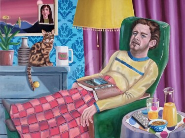 Waiting for better Times (Attendre les temps meilleurs) Peinture intitulée "Waiting for better…" par Elke Thiébaut, Œuvre d'art originale, Huile Monté sur Châssis en bois