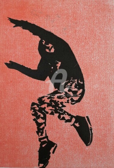 Εκτυπώσεις & Χαρακτικά με τίτλο "La Chute (version r…" από Elke Thiébaut, Αυθεντικά έργα τέχνης, Χαρακτικά σε λινόλαιο